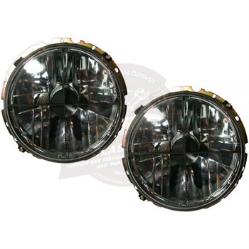 Complete Headlight Black Crossed Crystal