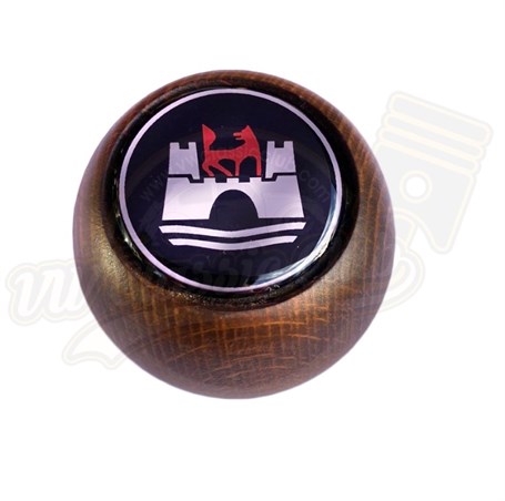 Wooden Shift Knob With Logo (1100-1200-1300-1302-1303-T2SPLIT-T2BAY-Karmann Ghia-Type3)