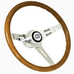 3-Armed Wood Sport Steering Wheel - Black