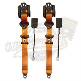 Front Seat Belt 3 Point Inertia with Chrome Buckle and Orange Webbing